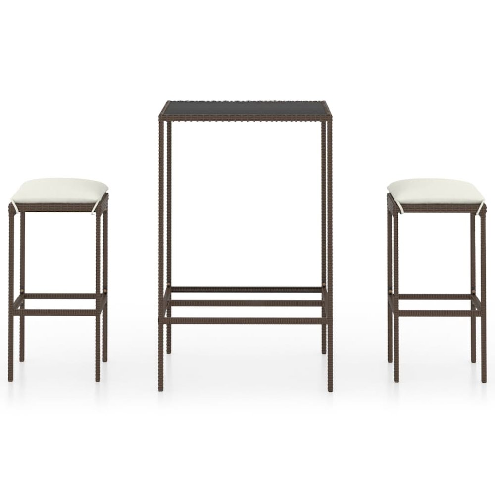 Garden Bar Set Brown PE rattan Medium Durable Garden Bar Set. Picture 2