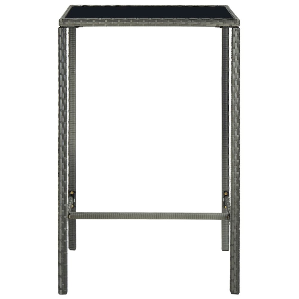 Garden Bar Set Grey PE Rattan, Powder-Coated Steel, Tempered Glass. Picture 4