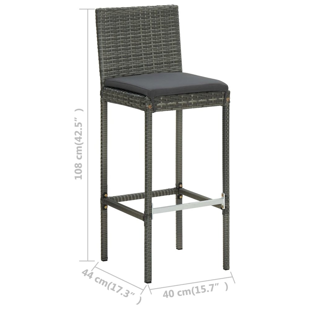 Garden Bar Set Grey PE rattan Medium Footrest Garden Bar Set. Picture 12