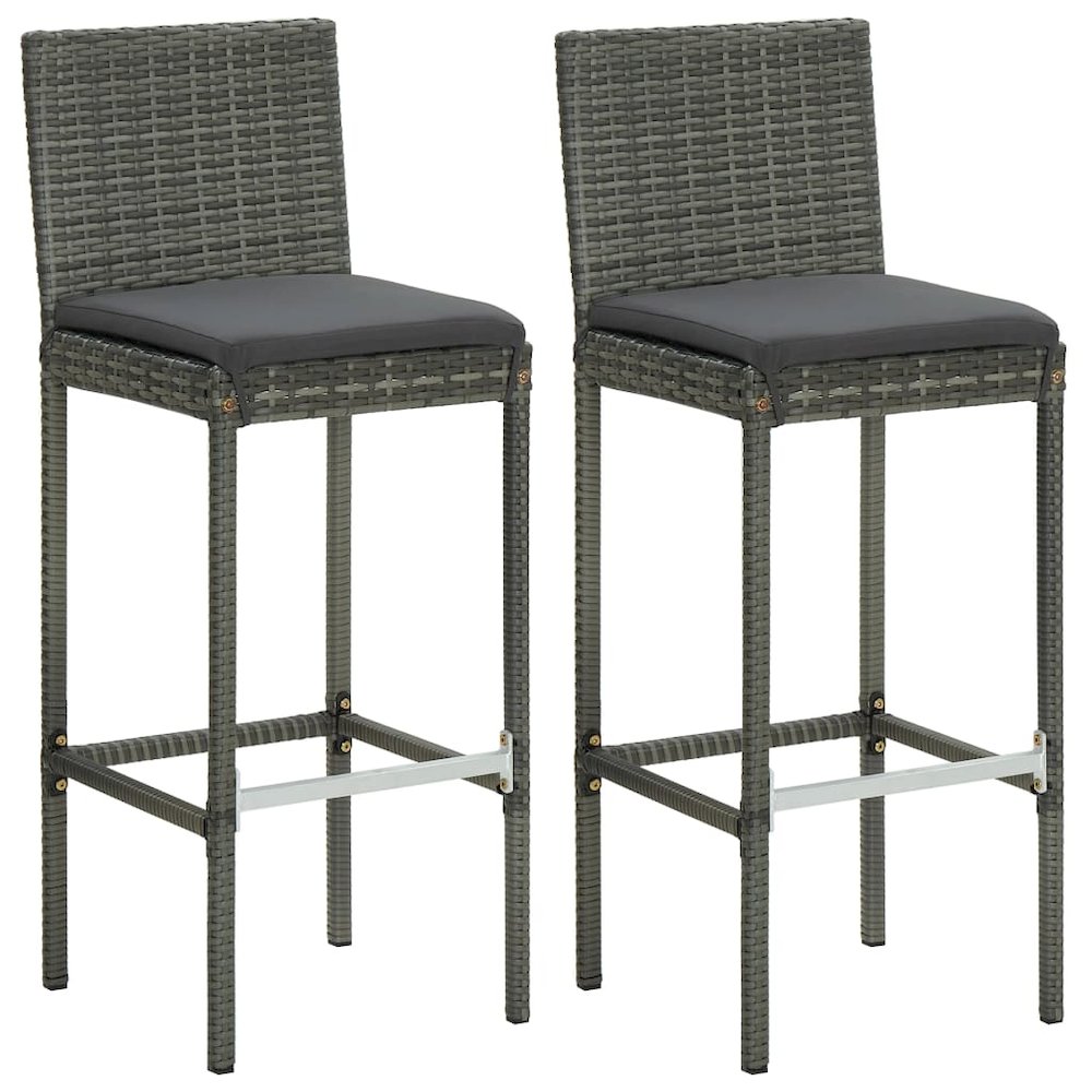 Garden Bar Set Grey PE rattan Medium Footrest Garden Bar Set. Picture 6