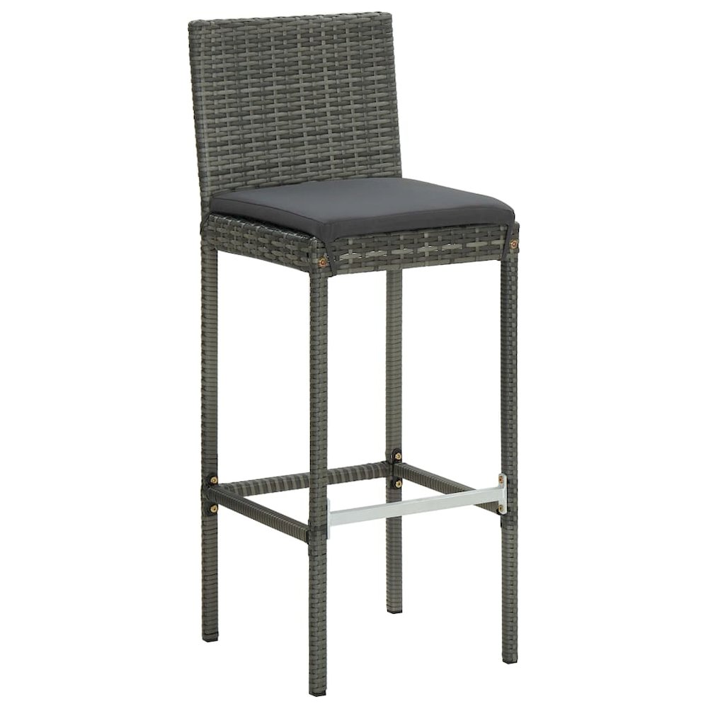 Garden Bar Set Grey PE rattan Medium Footrest Garden Bar Set. Picture 7