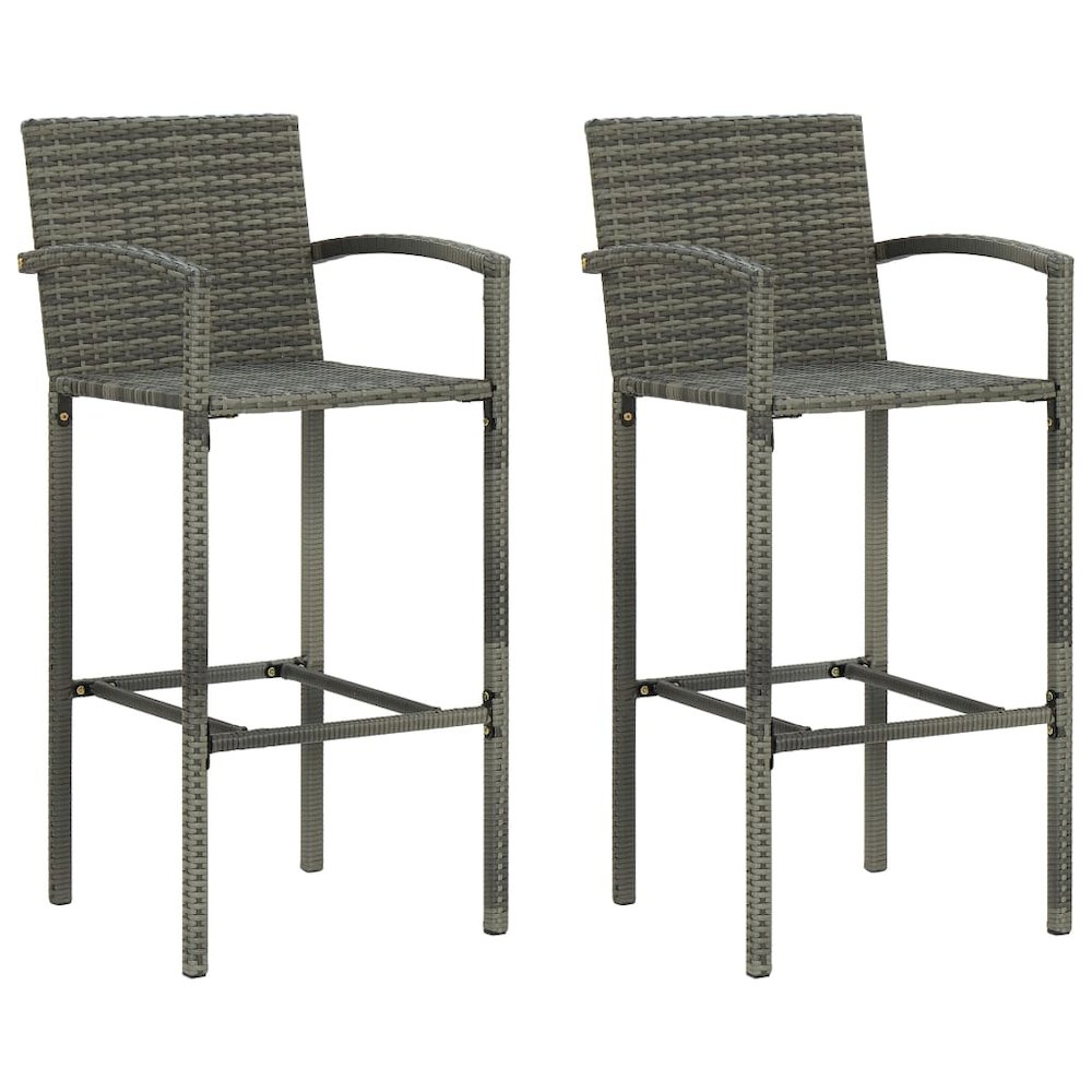 Garden Bar Set Grey PE rattan, powder-coated steel, tempered glass. Picture 6
