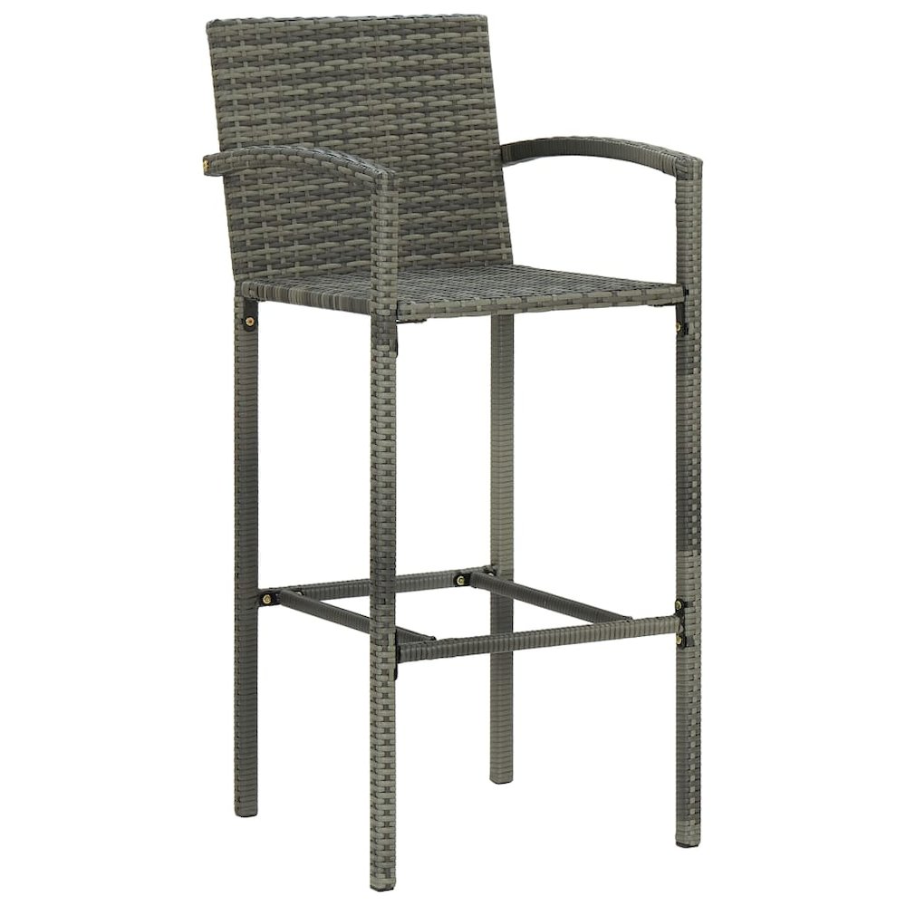 Garden Bar Set Grey PE rattan, powder-coated steel, tempered glass. Picture 7