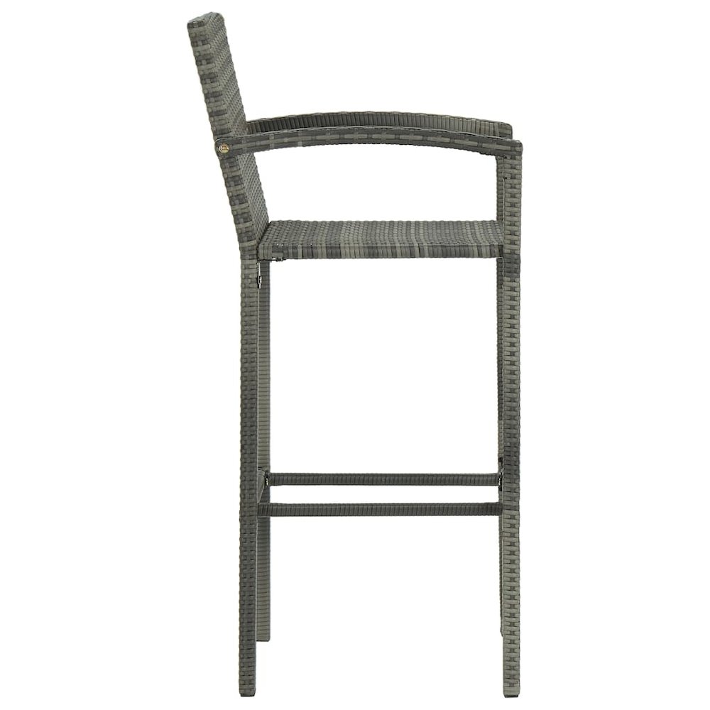 Garden Bar Set Grey PE rattan, powder-coated steel, tempered glass. Picture 9
