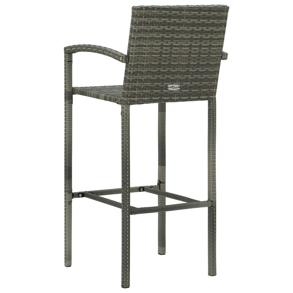 Garden Bar Set Grey PE rattan, powder-coated steel, tempered glass. Picture 10