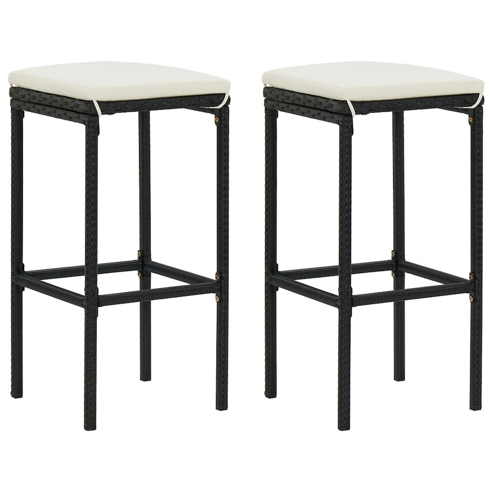 Garden Bar Set Black PE rattan, Powder-Coated Steel Medium. Picture 3