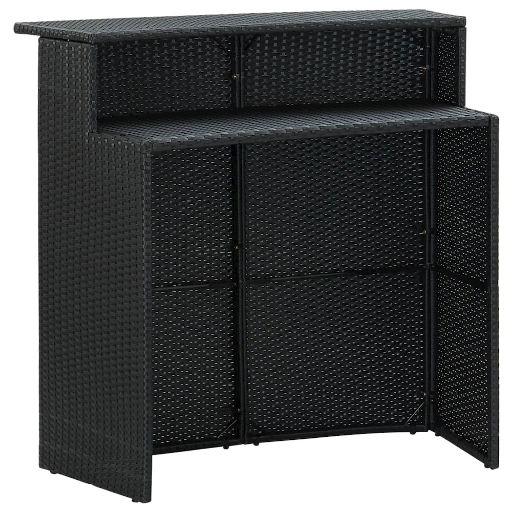 Garden Bar Set Black PE rattan, Powder-Coated Steel Medium. Picture 5