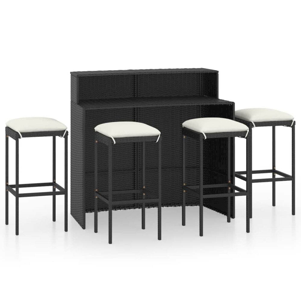 Garden Bar Set Black PE rattan Medium Removable Covers. Picture 2