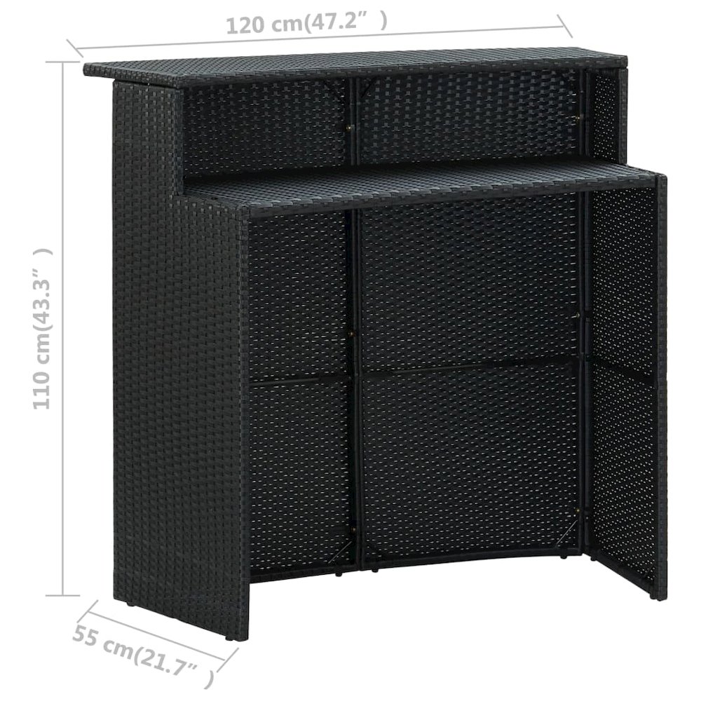 Garden Bar Set Black PE rattan Medium Removable Covers. Picture 8