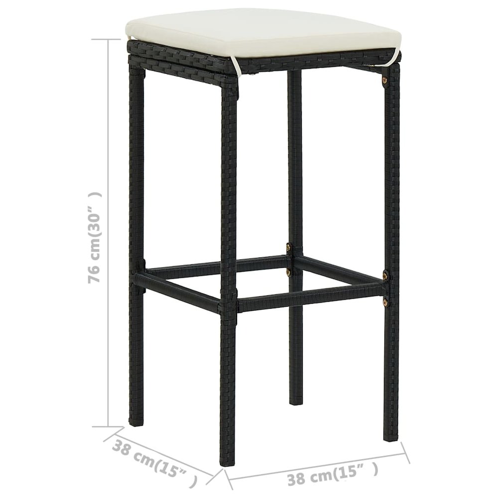 Garden Bar Set Black PE rattan Medium Removable Covers. Picture 9