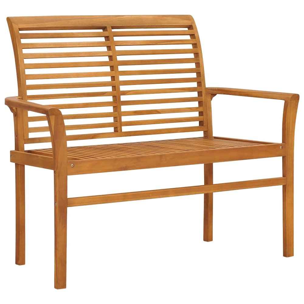 Garden Bench Beige Solid Teak wood 44.1 in Durable Garden Bench. Picture 2