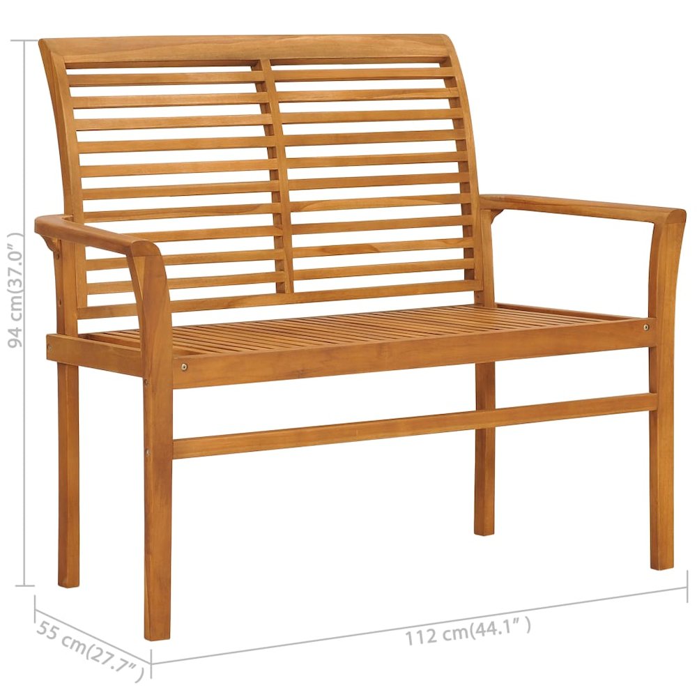 Garden Bench Beige Solid Teak wood 44.1 in Durable Garden Bench. Picture 8