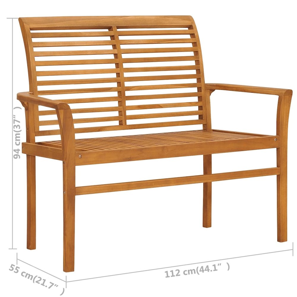 Patio Bench Natural wood, bright green cushion Smooth teak hardwood. Picture 11