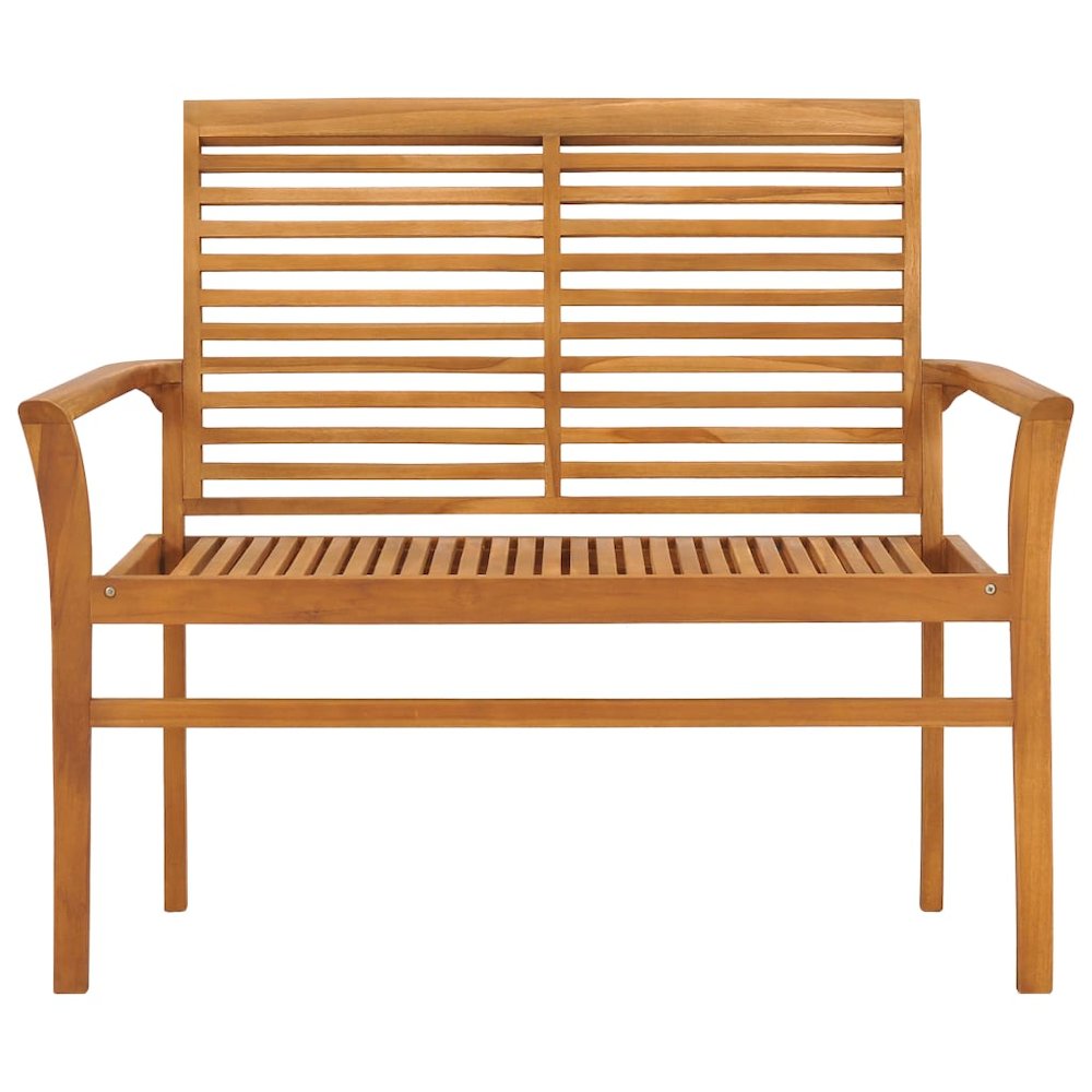 Patio Bench Natural wood, bright green cushion Smooth teak hardwood. Picture 3