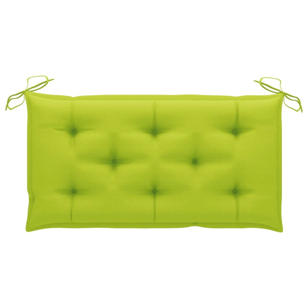 Patio Bench Natural wood, bright green cushion Smooth teak hardwood. Picture 6
