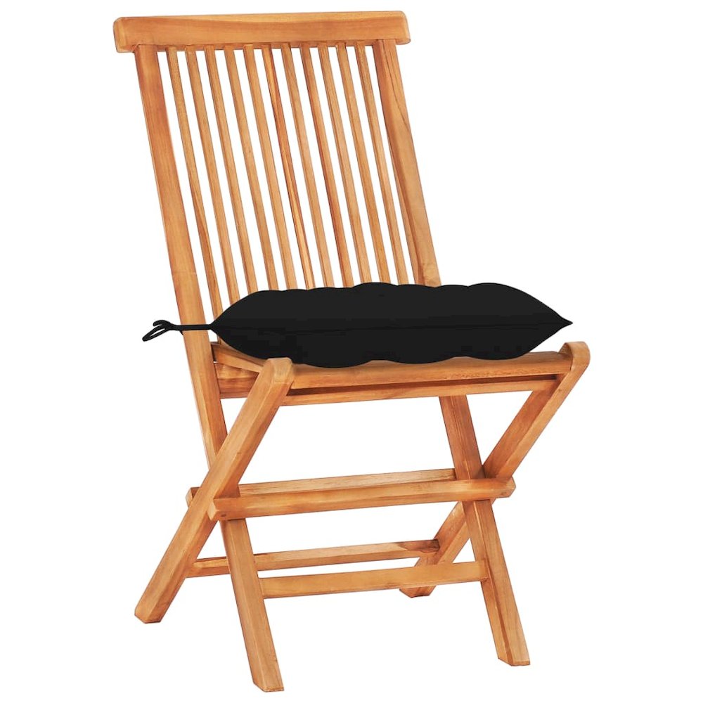 Bistro Set Set of 3 Natural Teak Solid Teak Wood and Polyester. Picture 11