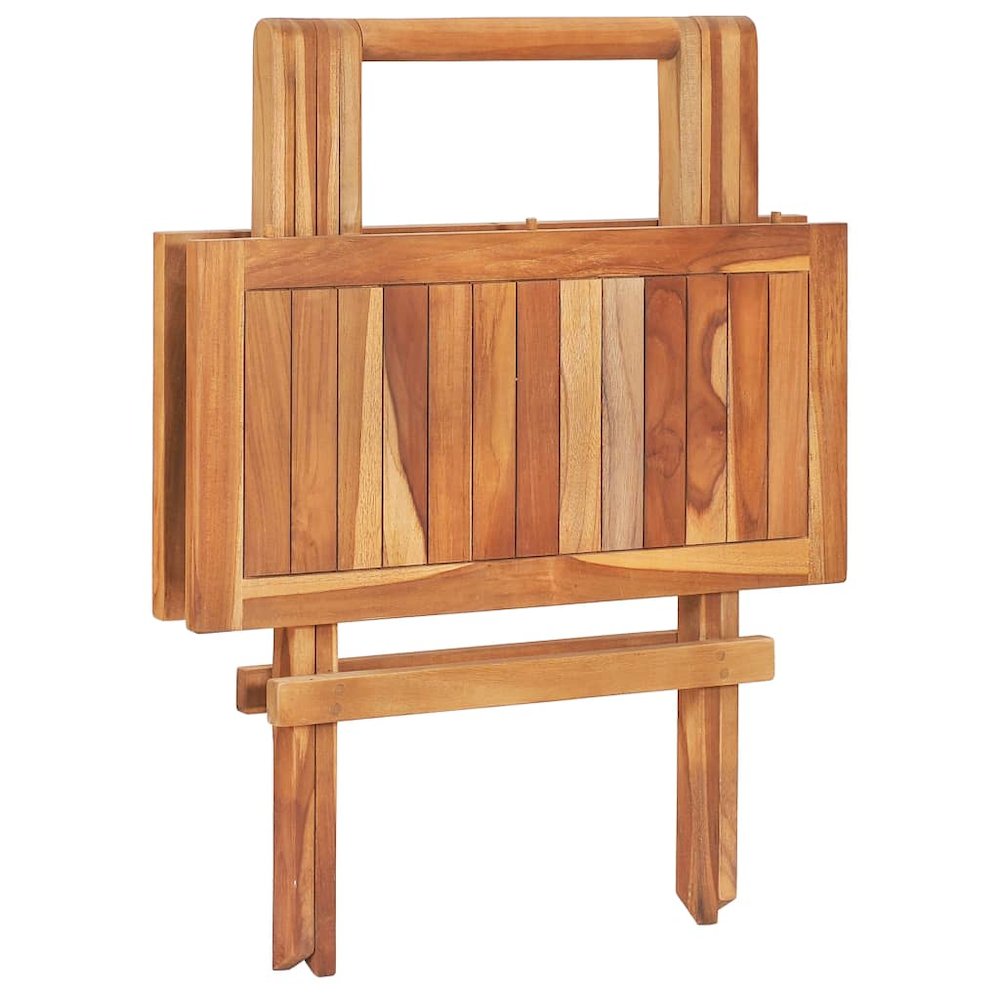 Bistro Set Set of 3 Natural Teak Solid Teak Wood and Polyester. Picture 9