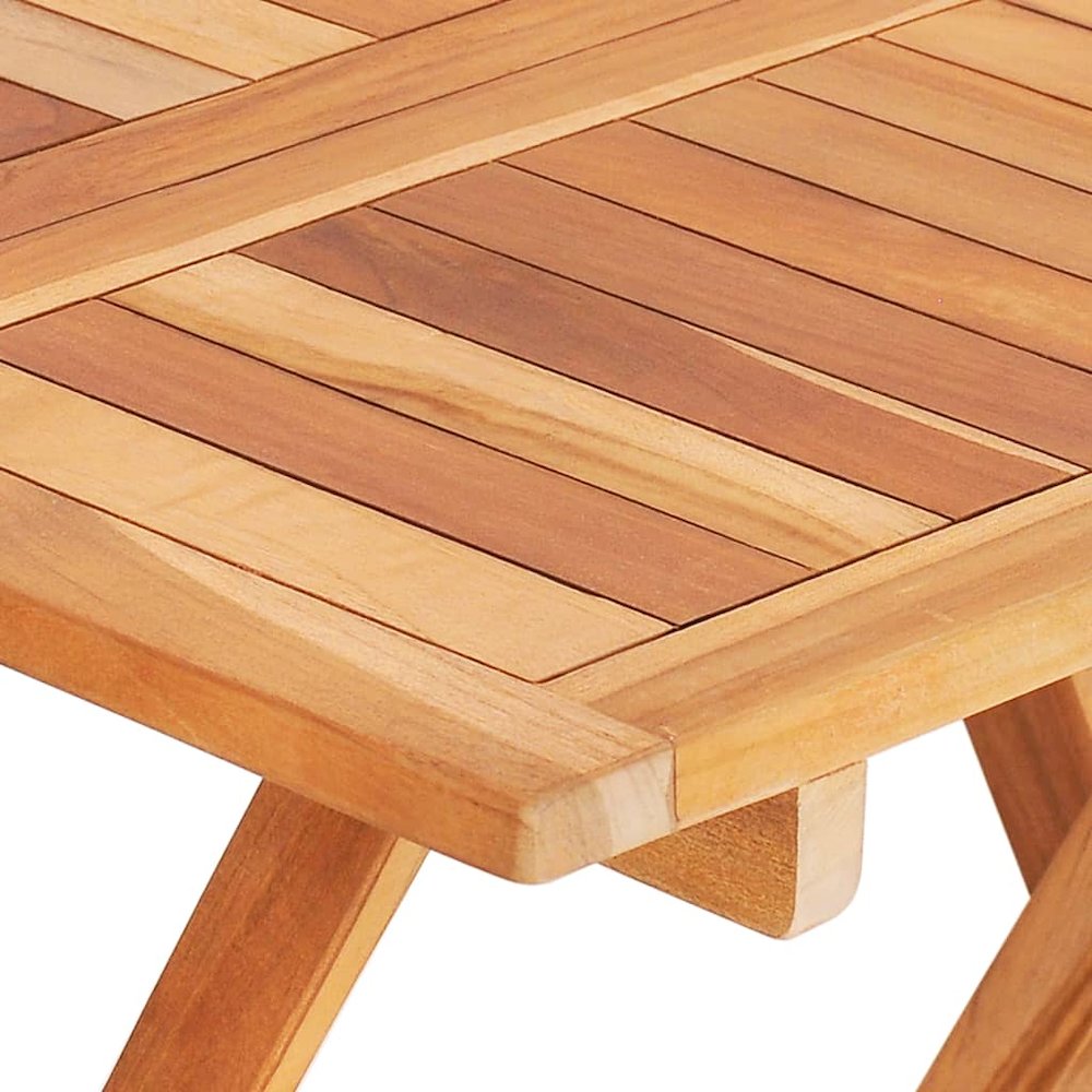 Bistro Set Set of 3 Natural Teak Solid Teak Wood and Polyester. Picture 10