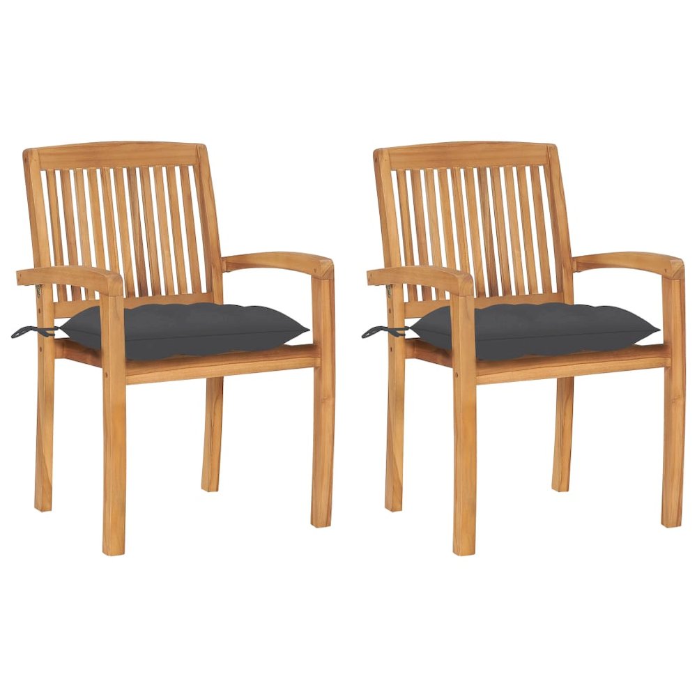 Garden Chair Set of 2 Teak Solid Teak wood Standard Foldable. Picture 1