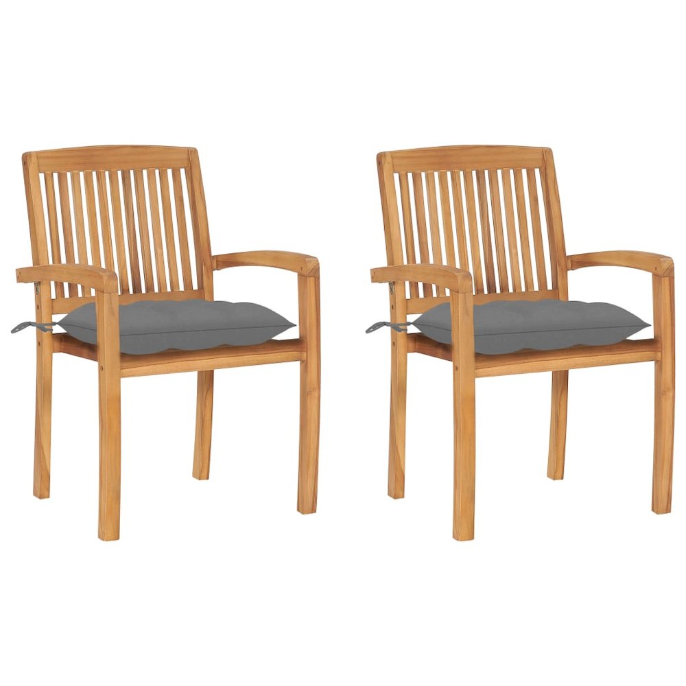 Garden Chair Set of 2 Teak Teak wood Standard Stackable. Picture 1