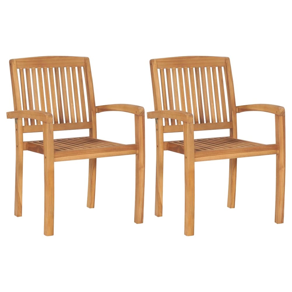 Garden Chair Set of 2 Teak Teak wood Standard Stackable. Picture 3