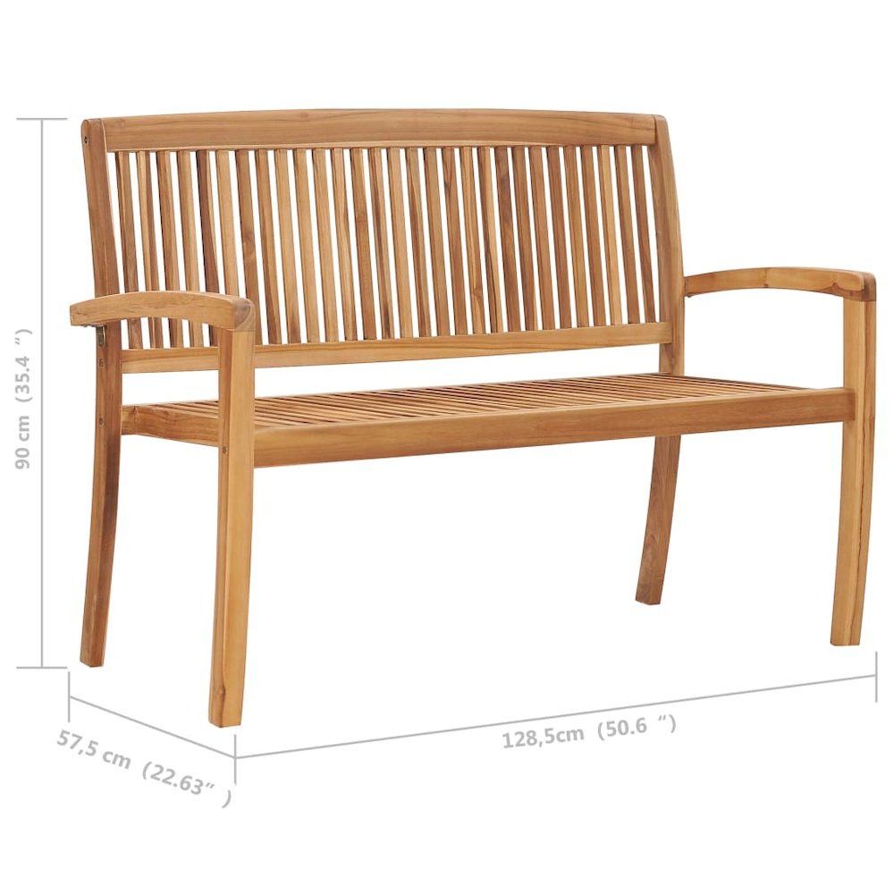 Garden Bench Teak Solid Teak wood 50.6 in Stackable. Picture 8