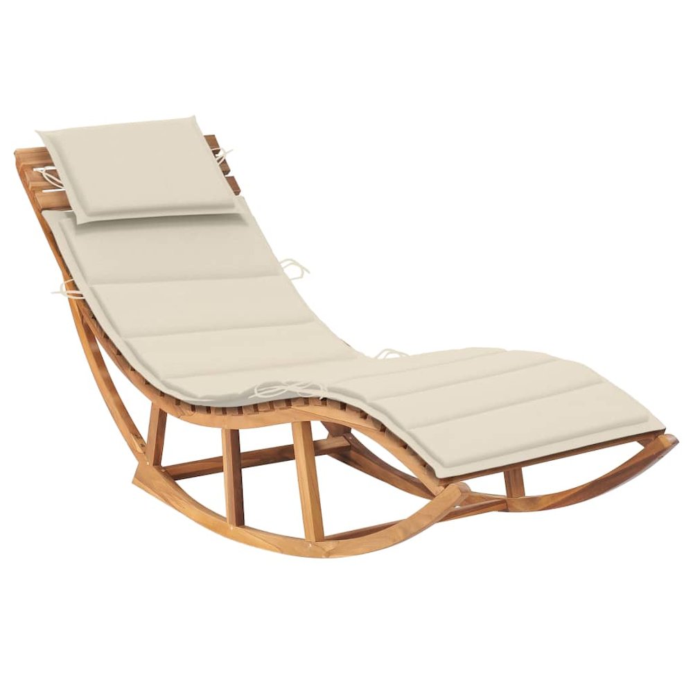 Sun Lounger Teak Teak Wood Large Sun Lounger Waveform. Picture 1