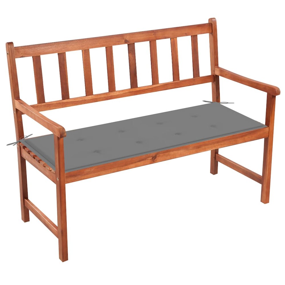 Garden Bench Brown, Grey Solid Acacia Wood, Polyester 47.2 in. Picture 1