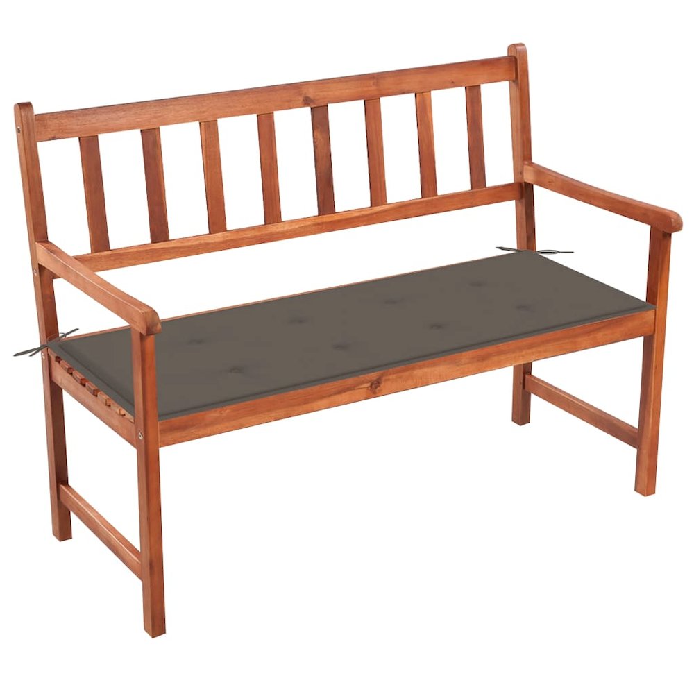 Patio Bench Brown Solid acacia wood and polyester Medium Sturdy. Picture 1