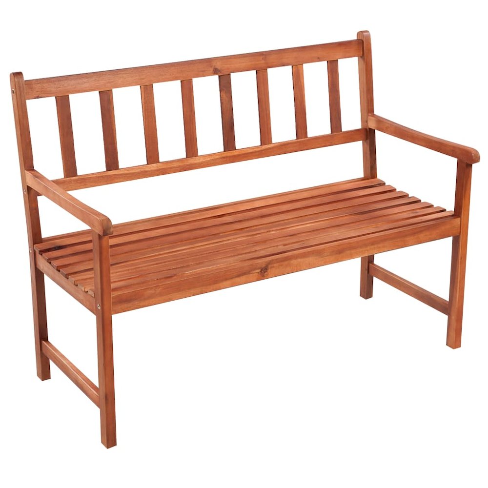 Patio Bench Brown Solid acacia wood and polyester Medium Sturdy. Picture 2