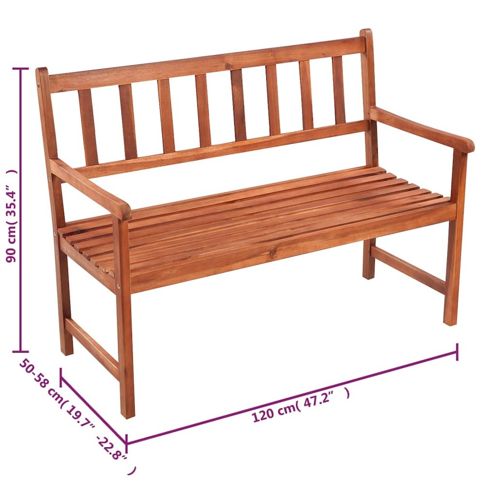Patio Bench Brown Solid acacia wood and polyester Medium Sturdy. Picture 8
