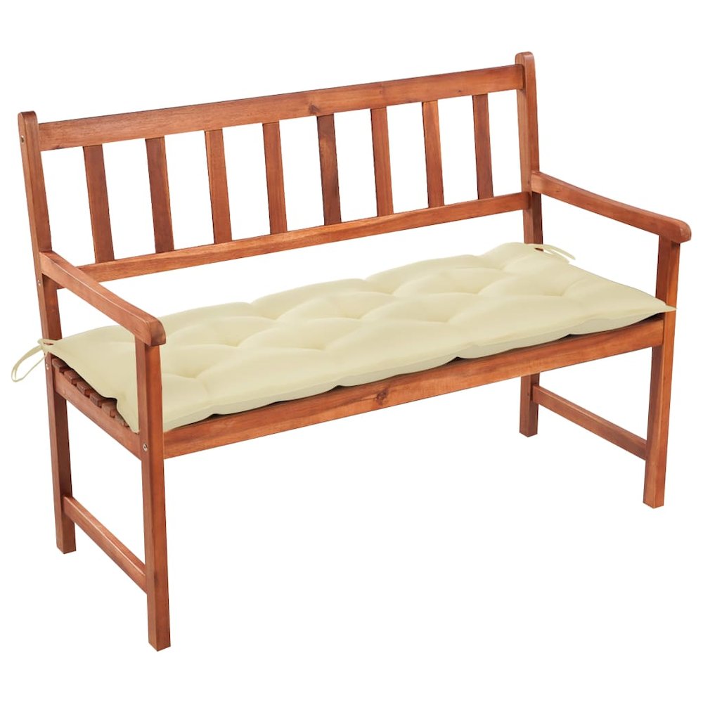 Garden Bench Wooden finish with cream cushion. Picture 1