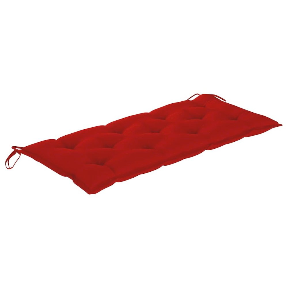 Garden Bench Wood brown with red cushion. Picture 5