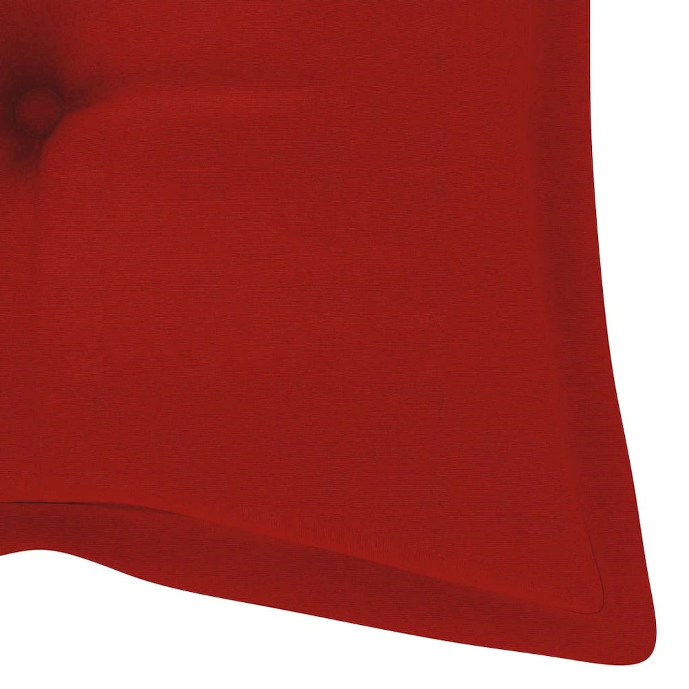 Garden Bench Wood brown with red cushion. Picture 8