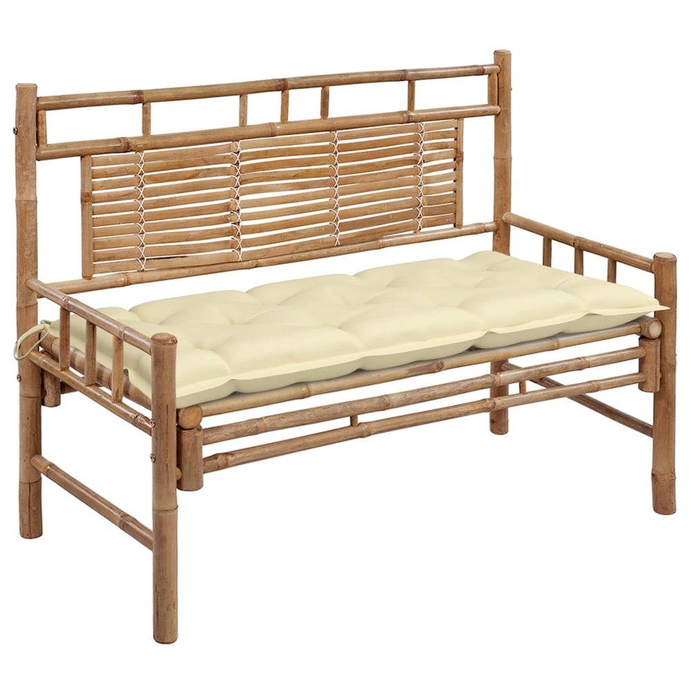 Garden Bench Natural Bamboo 47.2 in width Waterproof. Picture 1