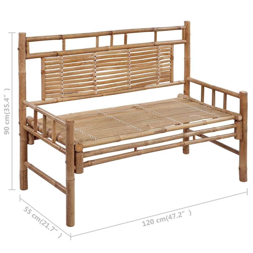 Garden Bench Bamboo 47.2 in Durable Bench Seat Rectangular. Picture 10