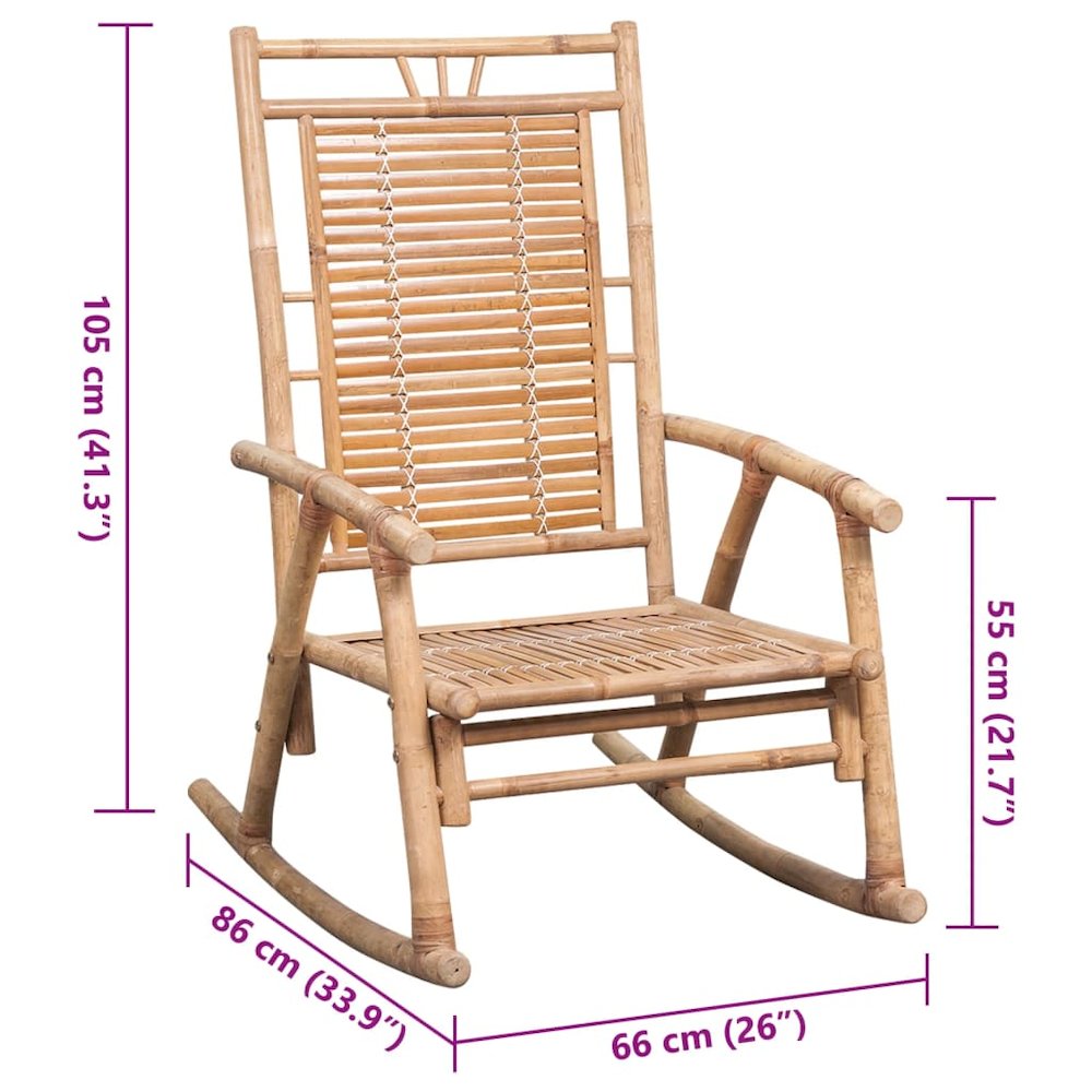 Rocking Chair Bamboo Medium Durable Rocking Chair Rectangular. Picture 8
