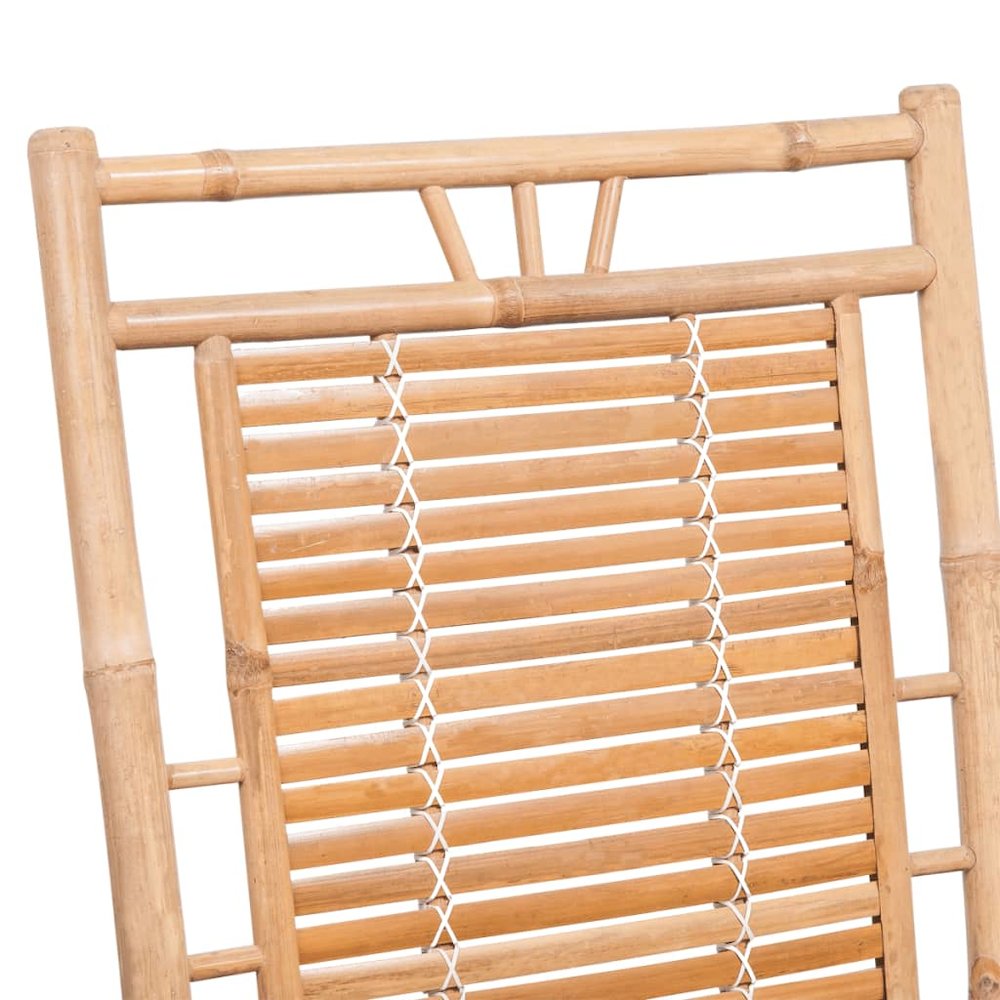 Rocking Chair Natural Bamboo, Red Cushion Bamboo, Polyester Cushion. Picture 4