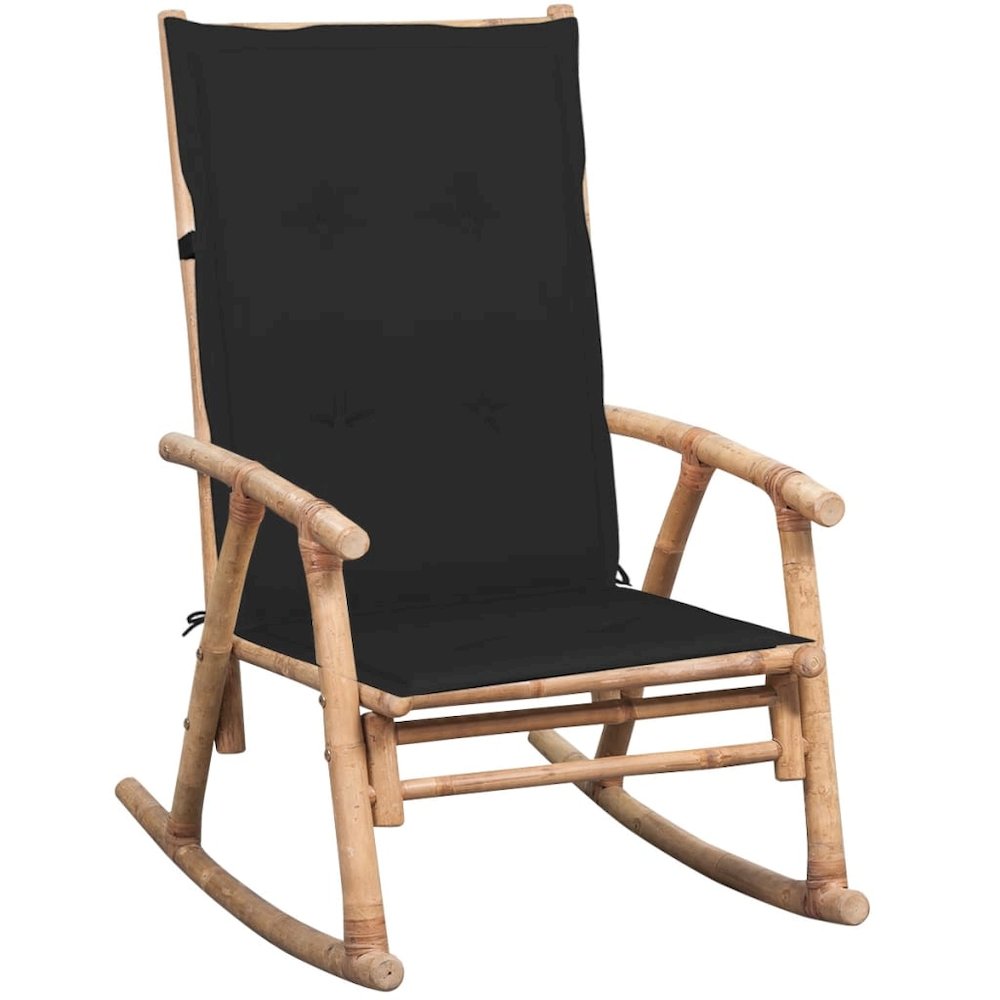 Rocking Chair Natural bamboo, Black Bamboo, 100% polyester Medium. Picture 1