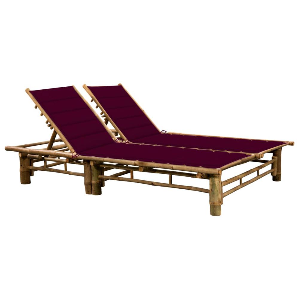Sun Lounger Bamboo For 2 persons Height-Adjustable Sun Lounger. Picture 12