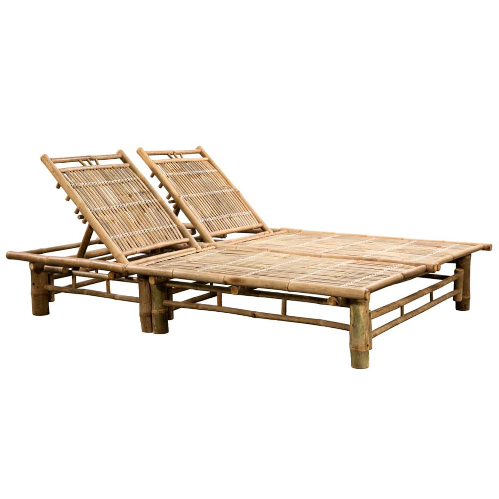 Sun Lounger Bamboo For 2 persons Height-Adjustable Sun Lounger. Picture 1