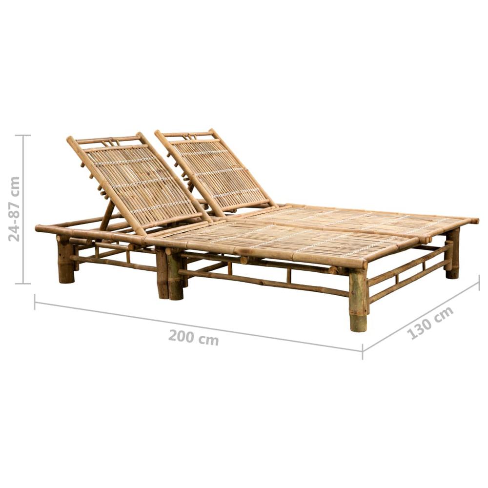 Sun Lounger Bamboo For 2 persons Height-Adjustable Sun Lounger. Picture 10
