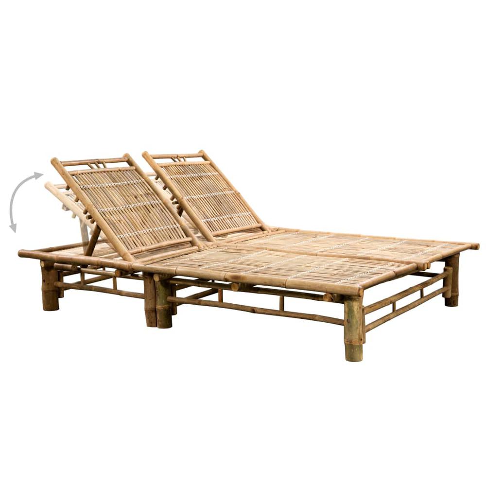 Sun Lounger Bamboo For 2 persons Height-Adjustable Sun Lounger. Picture 2