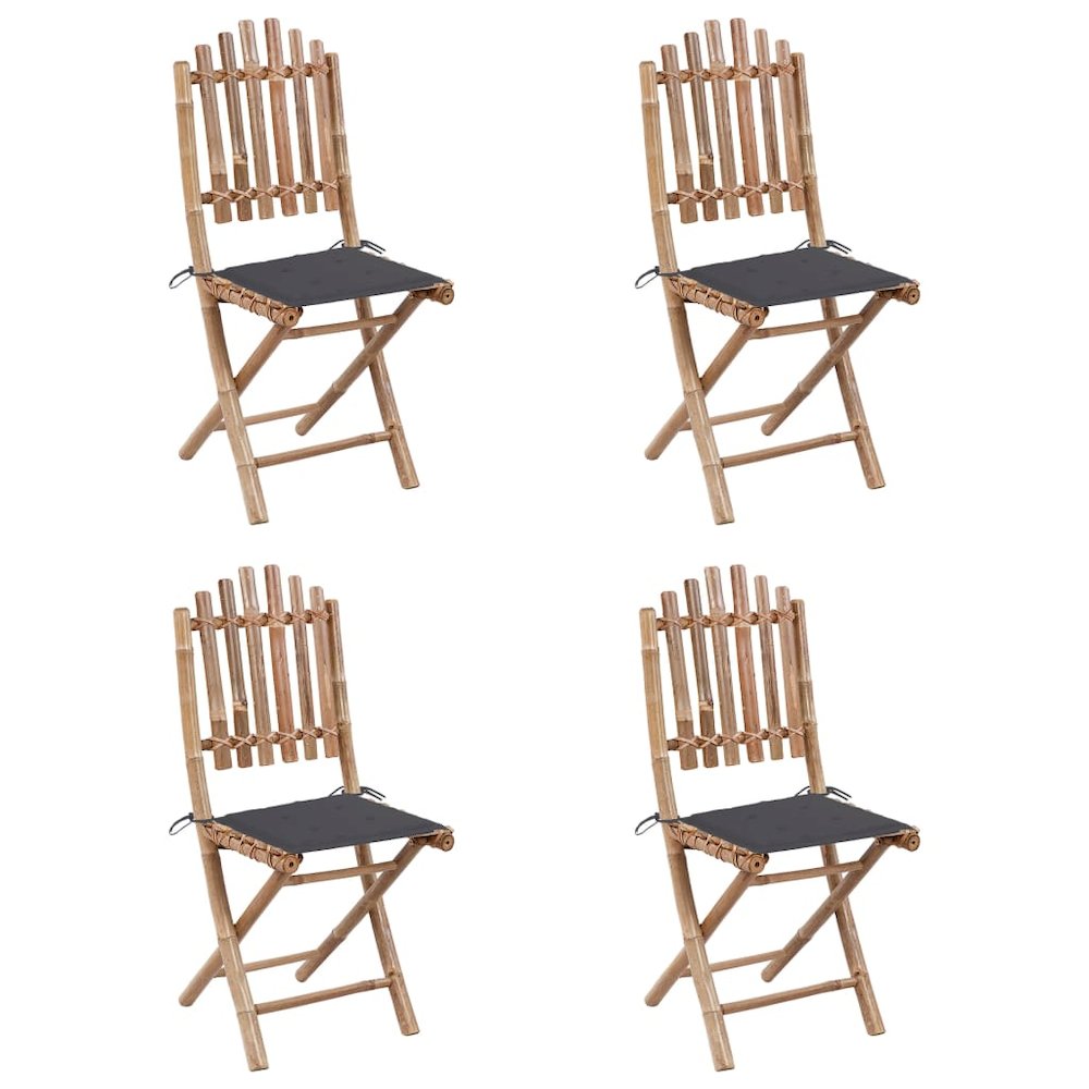 Outdoor Dining Set Natural Bamboo Bamboo, Polyester Medium. Picture 2