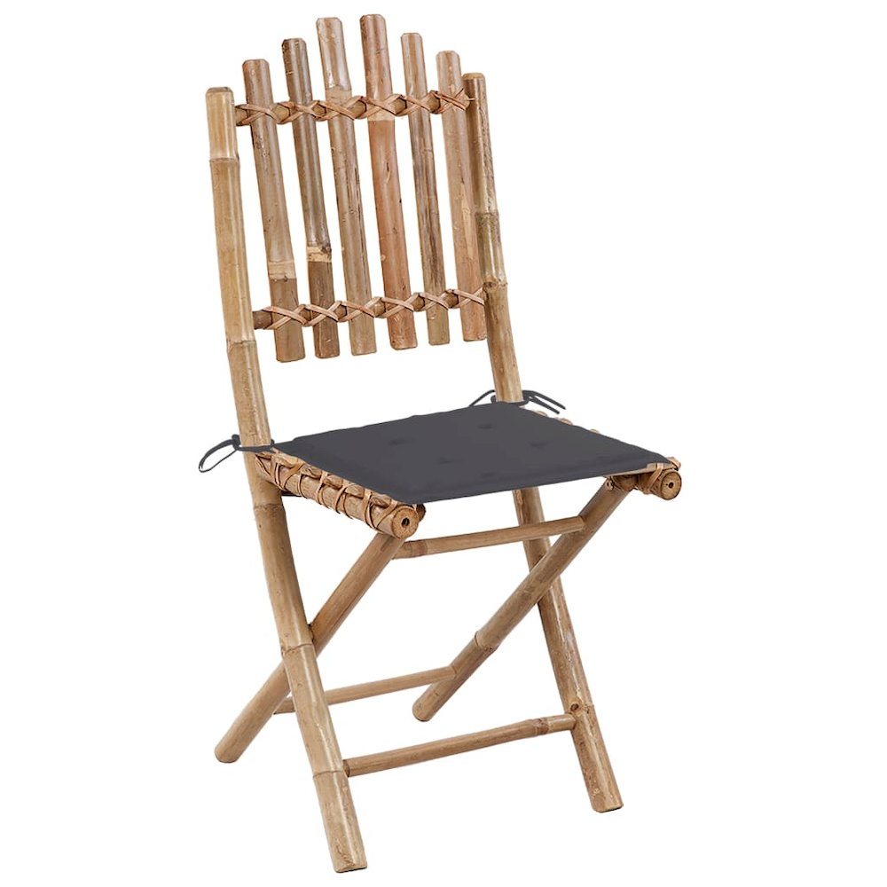 Outdoor Dining Set Natural Bamboo Bamboo, Polyester Medium. Picture 3