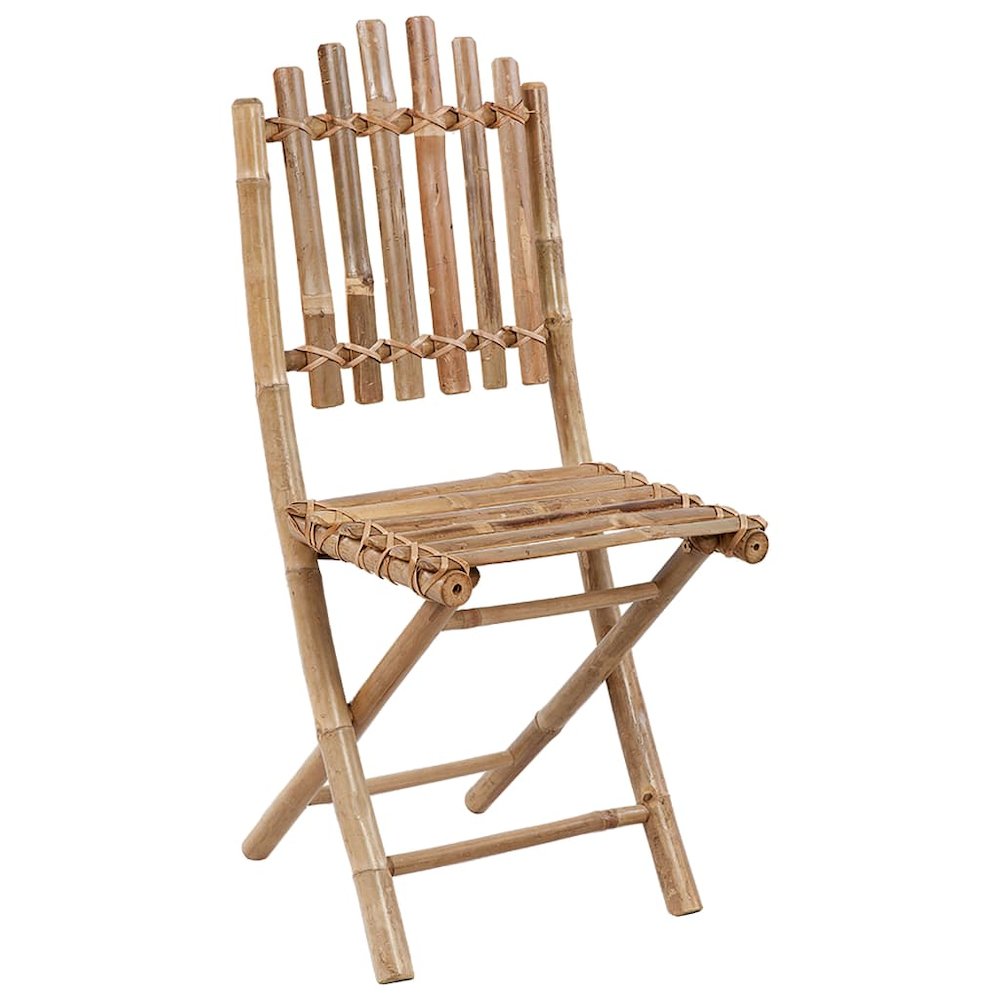 Outdoor Dining Set Natural Bamboo Bamboo, Polyester Medium. Picture 4