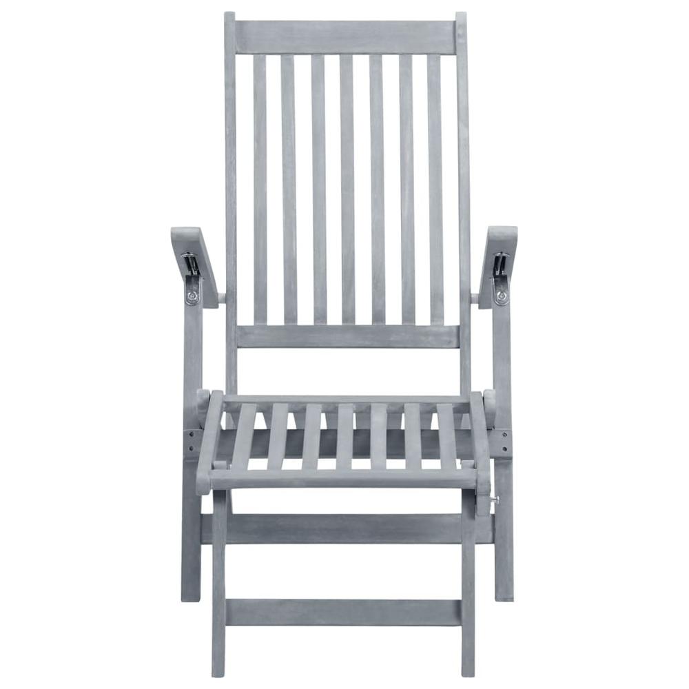 Patio Deck Chair with Footrest and Cushion Solid Wood Acacia. Picture 2