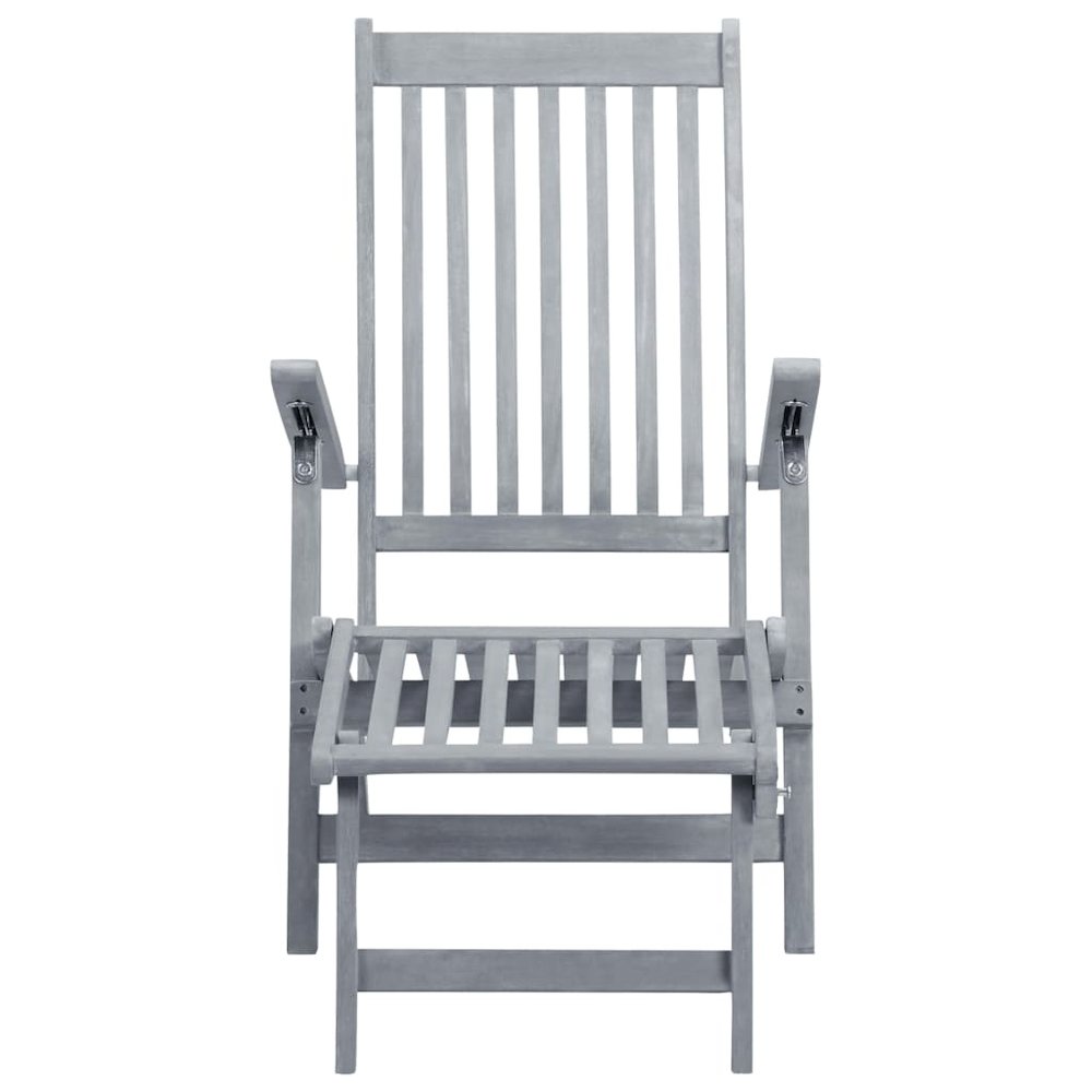 Patio Deck Chair Royal Blue Cushion Solid Acacia Wood, 100% Polyester. Picture 3