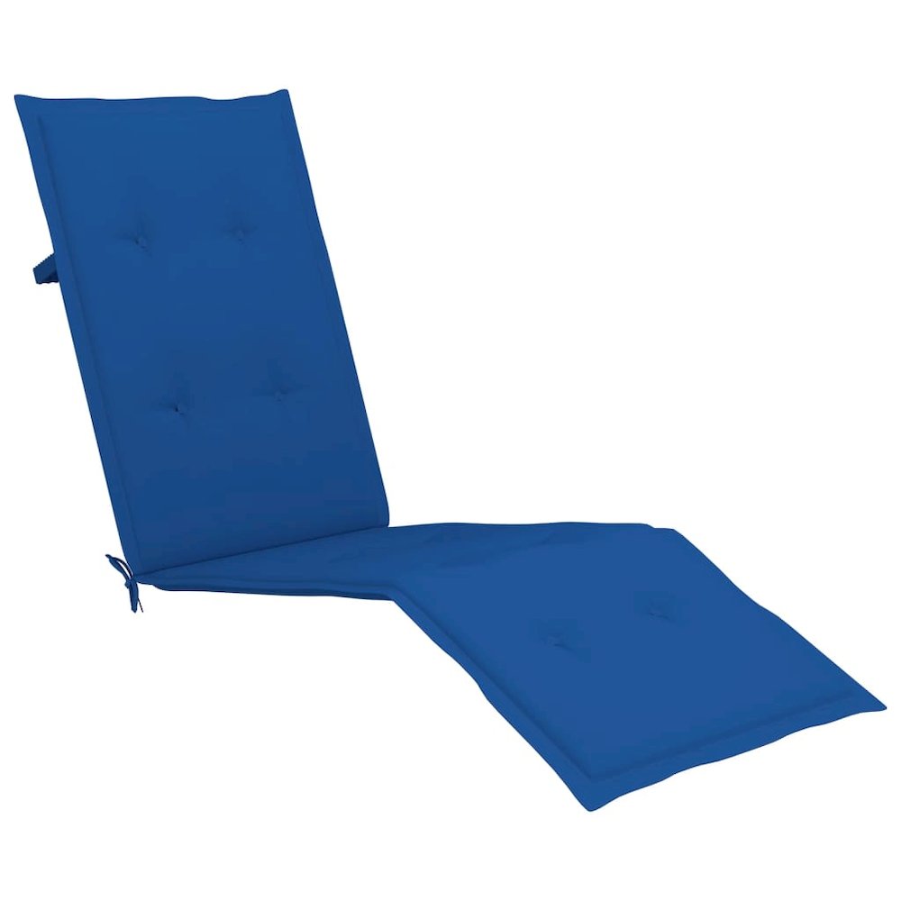 Patio Deck Chair Royal Blue Cushion Solid Acacia Wood, 100% Polyester. Picture 6