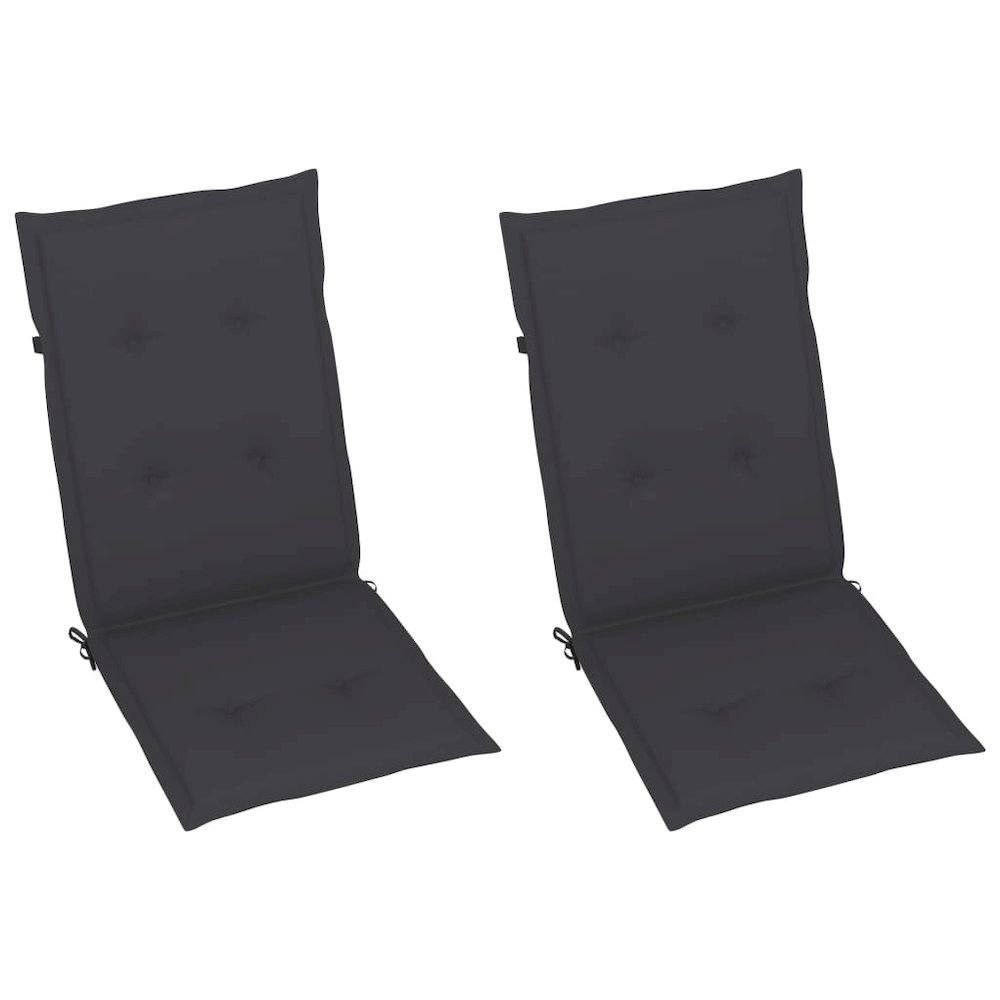 Garden Chair Set of 2 Gray Cushion, Natural Wood. Picture 6